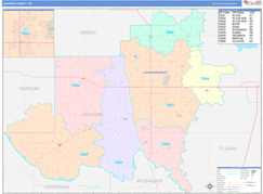 Jackson County, OK Digital Map Color Cast Style