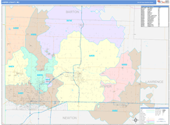 Jasper County, MO Digital Map Color Cast Style