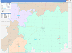 Jay County, IN Digital Map Color Cast Style