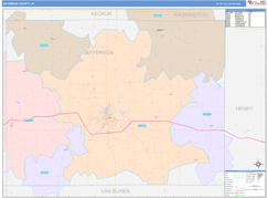 Jefferson County, IA Digital Map Color Cast Style