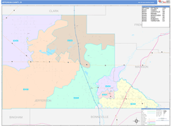 Jefferson County, ID Digital Map Color Cast Style