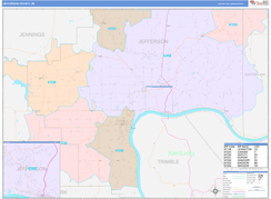 Jefferson County, IN Digital Map Color Cast Style