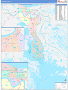 Jefferson Parish (County), LA Digital Map Color Cast Style