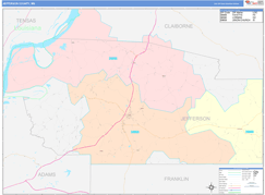 Jefferson County, MS Digital Map Color Cast Style