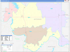 Jefferson County, OK Digital Map Color Cast Style