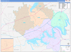 Jefferson County, TN Digital Map Color Cast Style