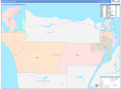 Jefferson County, WA Digital Map Color Cast Style