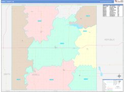 Jewell County, KS Digital Map Color Cast Style