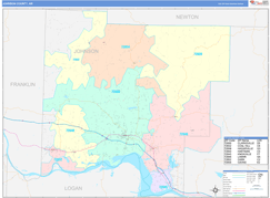 Johnson County, AR Digital Map Color Cast Style