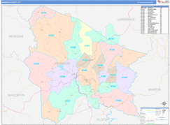 Johnson County, KY Digital Map Color Cast Style