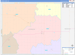 Johnson County, NE Digital Map Color Cast Style