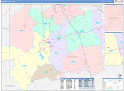 Johnson County, TX Digital Map Color Cast Style
