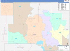 Johnston County, OK Digital Map Color Cast Style