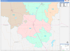 Jones County, TX Digital Map Color Cast Style