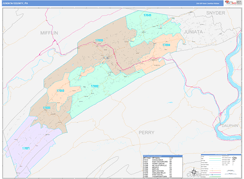 Juniata County, PA Digital Map Color Cast Style