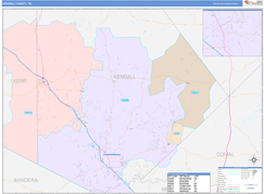 Kendall County, TX Digital Map Color Cast Style