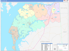 Kent County, MD Digital Map Color Cast Style