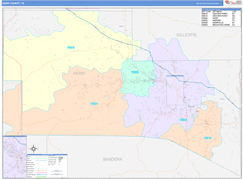 Kerr County, TX Digital Map Color Cast Style