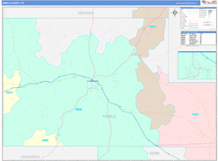 Kimble County, TX Digital Map Color Cast Style