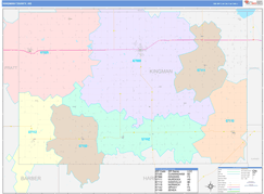 Kingman County, KS Digital Map Color Cast Style