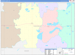 Kingsbury County, SD Digital Map Color Cast Style