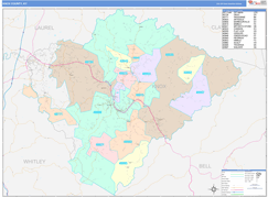 Knox County, KY Digital Map Color Cast Style