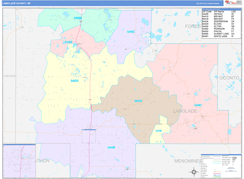 Langlade County, WI Digital Map Color Cast Style