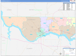 Lauderdale County, AL Digital Map Color Cast Style