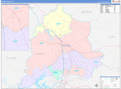 Laurel County, KY Digital Map Color Cast Style