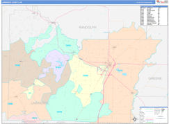 Lawrence County, AR Digital Map Color Cast Style