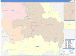 Lawrence County, IN Digital Map Color Cast Style