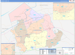 Lebanon County, PA Digital Map Color Cast Style