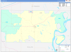 Lee County, AR Digital Map Color Cast Style