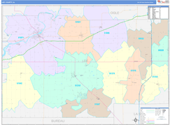 Lee County, IL Digital Map Color Cast Style