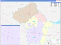 Lee County, TX Digital Map Color Cast Style