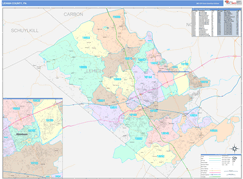 Lehigh County, PA Digital Map Color Cast Style