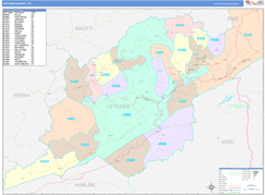 Letcher County, KY Digital Map Color Cast Style