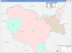 Lewis County, KY Digital Map Color Cast Style