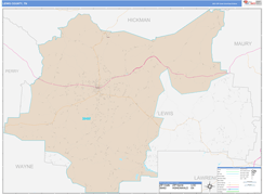 Lewis County, TN Digital Map Color Cast Style