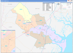 Liberty County, GA Digital Map Color Cast Style