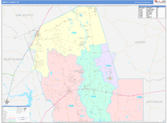 Liberty County, TX Digital Map Color Cast Style