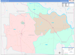 Lincoln County, AR Digital Map Color Cast Style