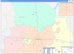 Lincoln Parish (County), LA Digital Map Color Cast Style