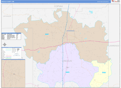 Lincoln County, MS Digital Map Color Cast Style