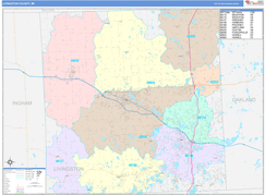 Livingston County, MI Digital Map Color Cast Style