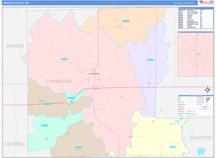 Livingston County, MO Digital Map Color Cast Style