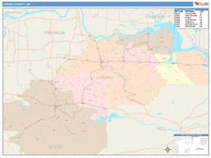 Logan County, AR Digital Map Color Cast Style
