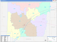 Logan County, CO Digital Map Color Cast Style