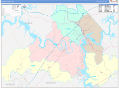 Loudon County, TN Digital Map Color Cast Style