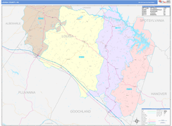 Louisa County, VA Digital Map Color Cast Style